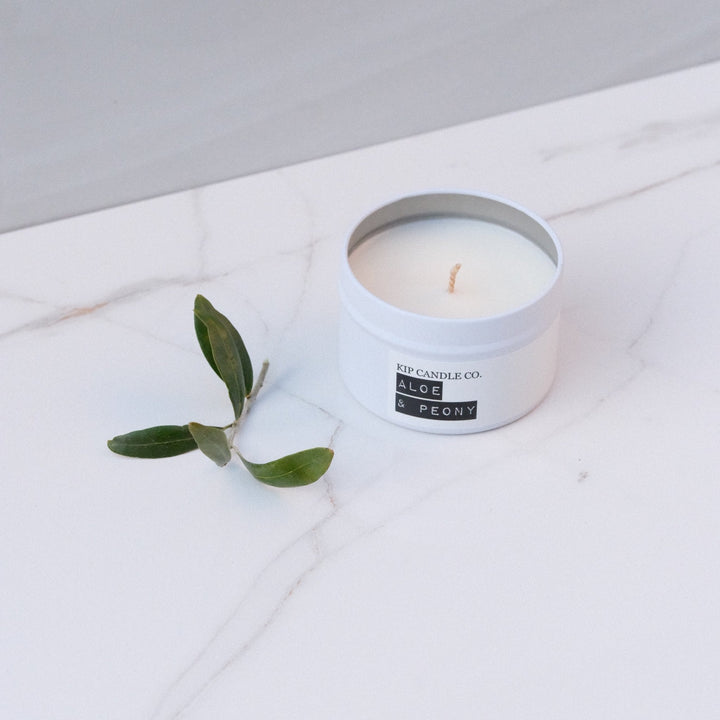 Aloe & Peony Travel Candle - Aloe, Peony & Fresia - Kip Candle Co